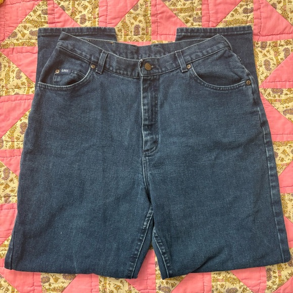Vintage 80s Lee Overdyed Blue Highwaisted Mom Jeans 32” Waist - Picture 5 of 9